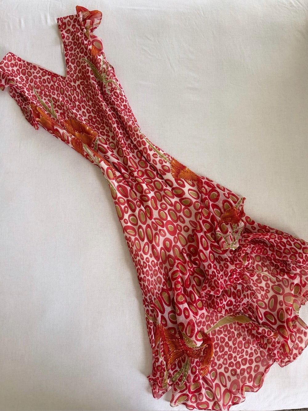 Vintage Jessica Taylor Ruffle Strap Dress
Beaded Sequin Geometric Print Size M